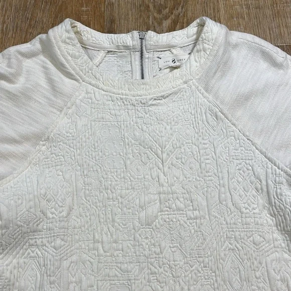 Lou & Grey Cream Textured Shirt Dress Short Sleeve Quilted Women's Small S - Picture 3 of 14